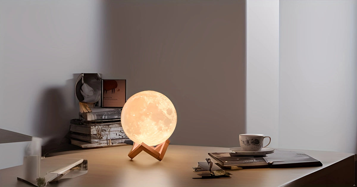 3D LED Moon Lamp – Modern Galaxy Night Light | Realistic Moon Light Table Lamp for Bedroom & Home Décor