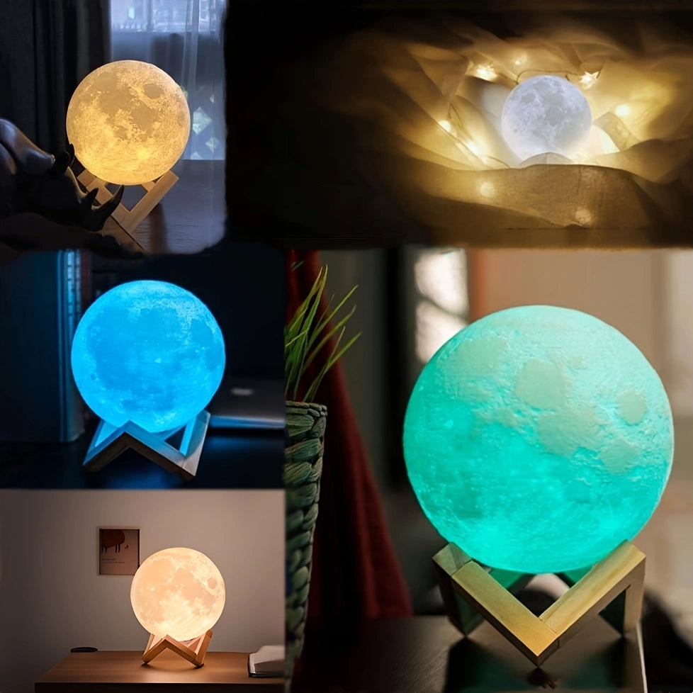 3D LED Moon Lamp – Modern Galaxy Night Light | Realistic Moon Light Table Lamp for Bedroom & Home Décor