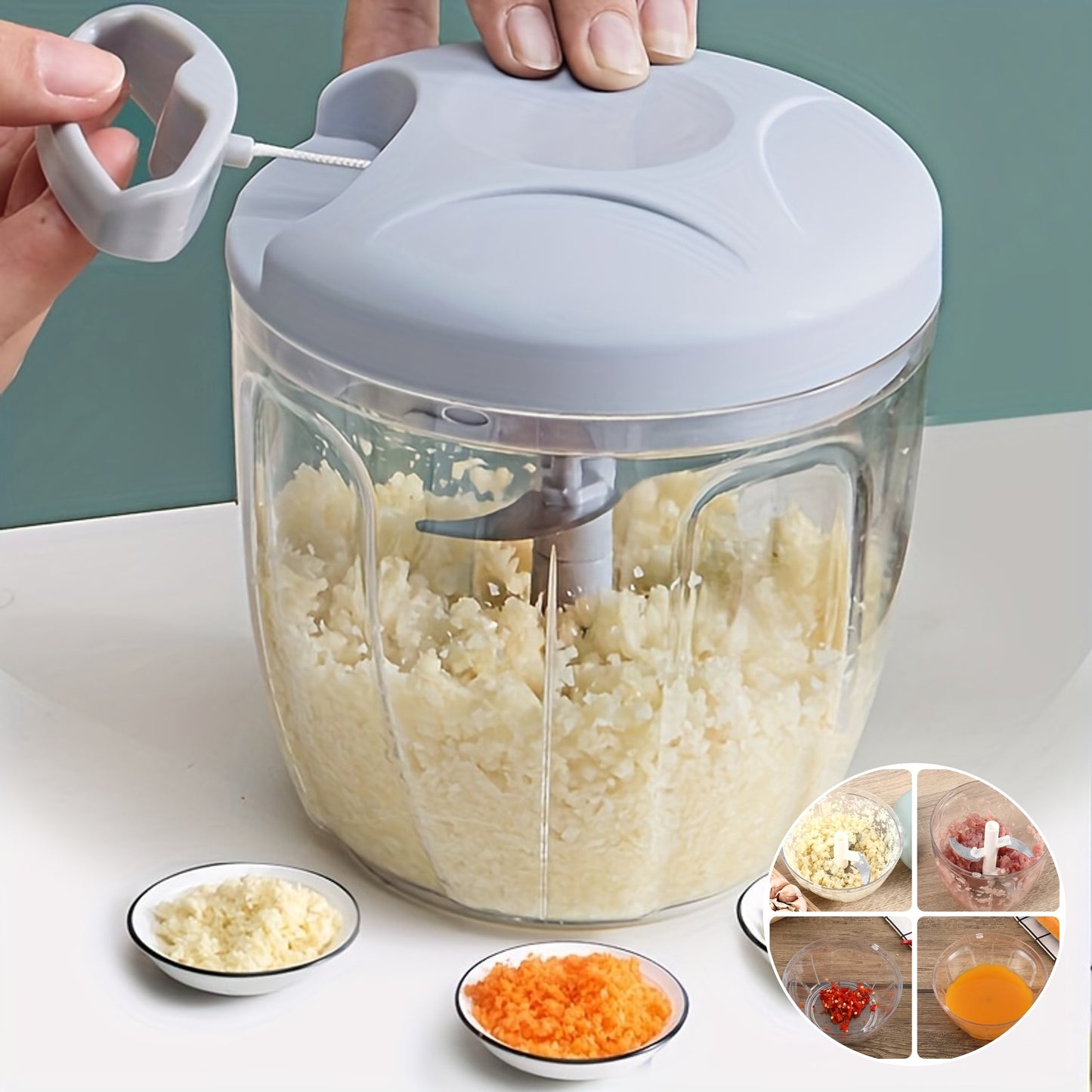 Multi-Functional Vegetable & Garlic Masher Grinder – 500/900ml Manual Food Chopper for Kitchen, Fruits & More