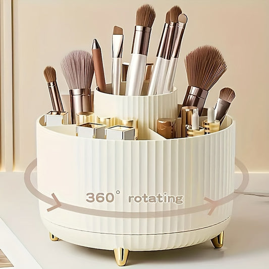 360° Makeup Organizer – ABERZEY Goldtone Desk Caddy