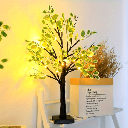 Best LED Artificial Tree – Battery Operated Birch Tree Light with Green Leaves | Tabletop Holiday Decoration Lamp