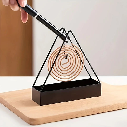 Elegant Cast Iron Mosquito Coil Holder – Triangular Design with 3 Spiral Coils – Modern Mosquito Repellent & Indoor Incense Burner Base for Home Decor