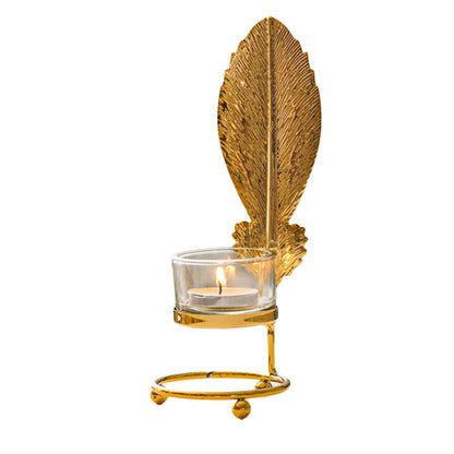 Gold Leaf Metal Candlestick Holder