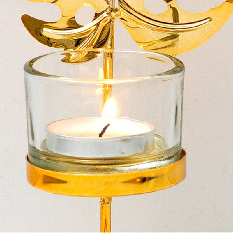 Gold Leaf Metal Candlestick Holder