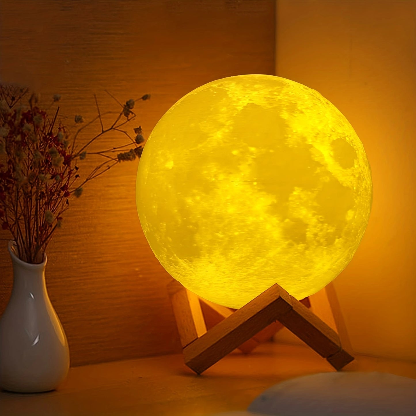3D LED Moon Lamp – Modern Galaxy Night Light | Realistic Moon Light Table Lamp for Bedroom & Home Décor
