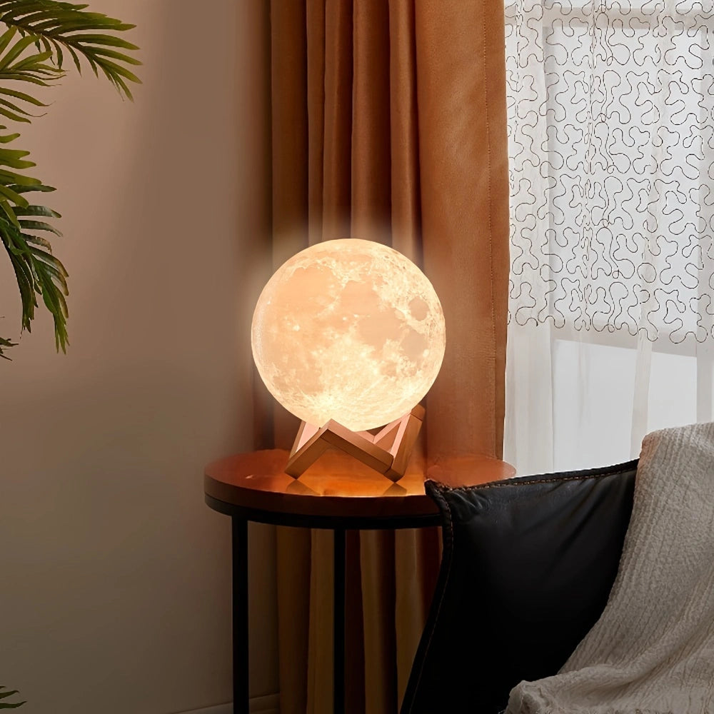3D LED Moon Lamp – Modern Galaxy Night Light | Realistic Moon Light Table Lamp for Bedroom & Home Décor