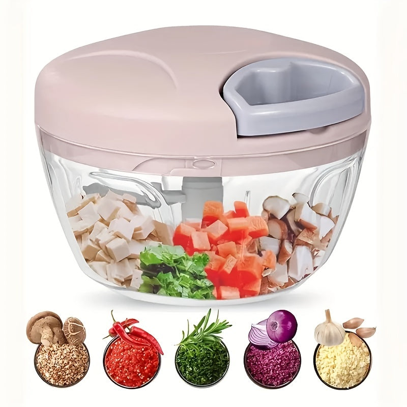 Multi-Functional Vegetable & Garlic Masher Grinder – 500/900ml Manual Food Chopper for Kitchen, Fruits & More