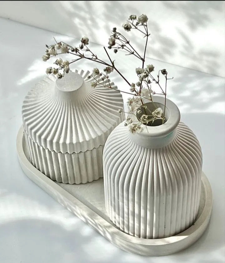 Set of 3 Home Decor – Jewelry Box, Mini Vase & Oval Tray